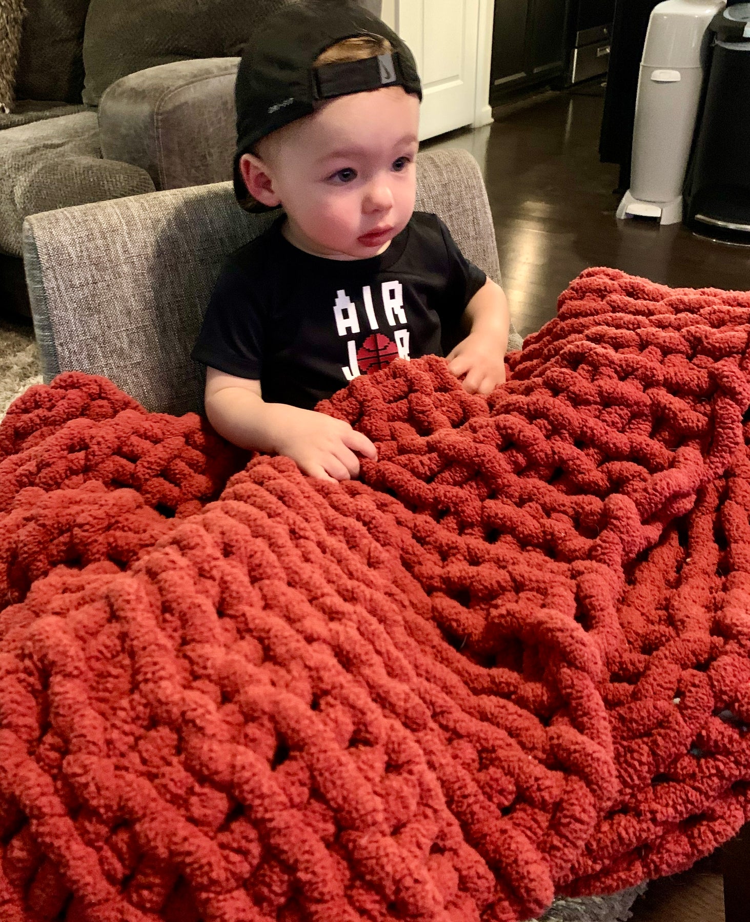 Red Chunky Knit Blanket